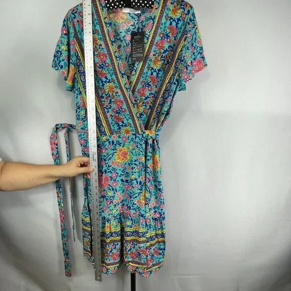 R Vivimos Sarong Boho Print Dress with waist ties, size 6 - Picture 6 of 7